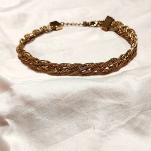 Gold braided choker necklace